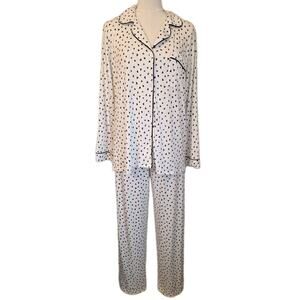 EUC M Women's Eberjey Modal Long Sleeve Pant Pajama Set w/Heart Design